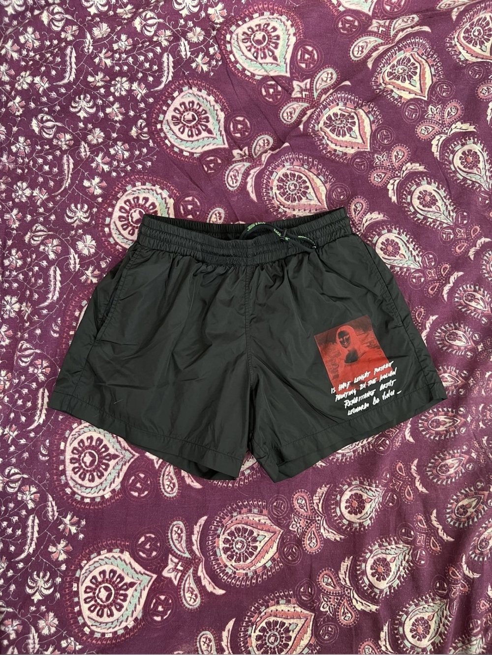 Off-White Mona Lisa Black Swim Shorts